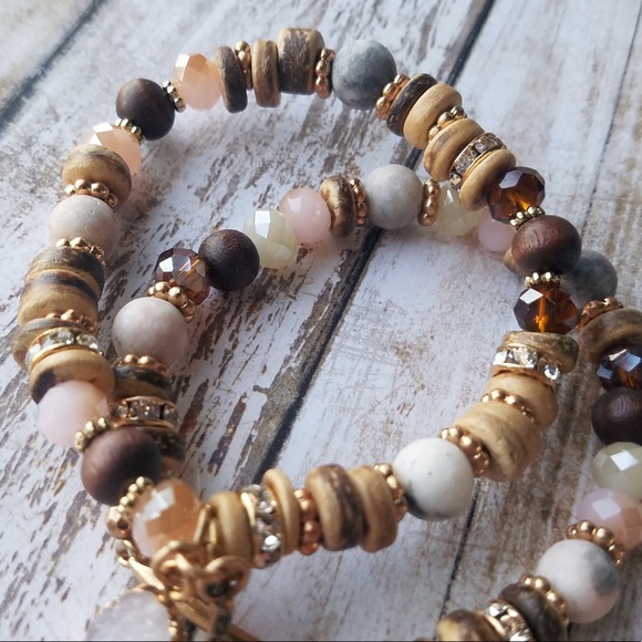 Stone/arrow/druzy stretch bracelet - Picture 2 of 6